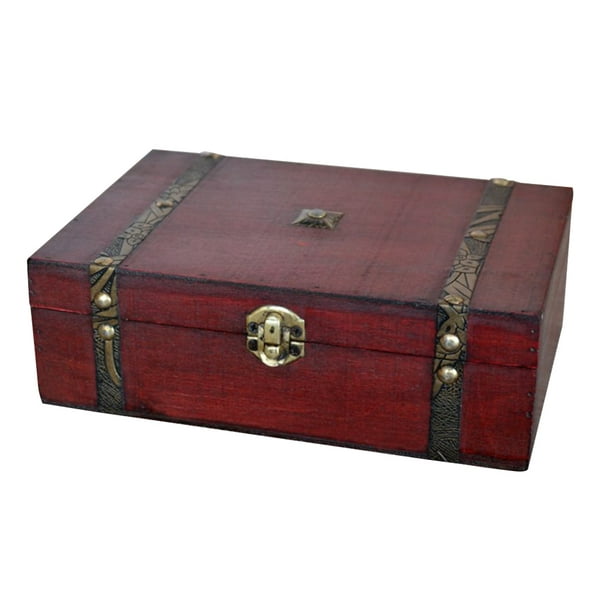 Wooden Vintage Treasure Chest Wood Jewellery Storage Box Case Organiser hm 